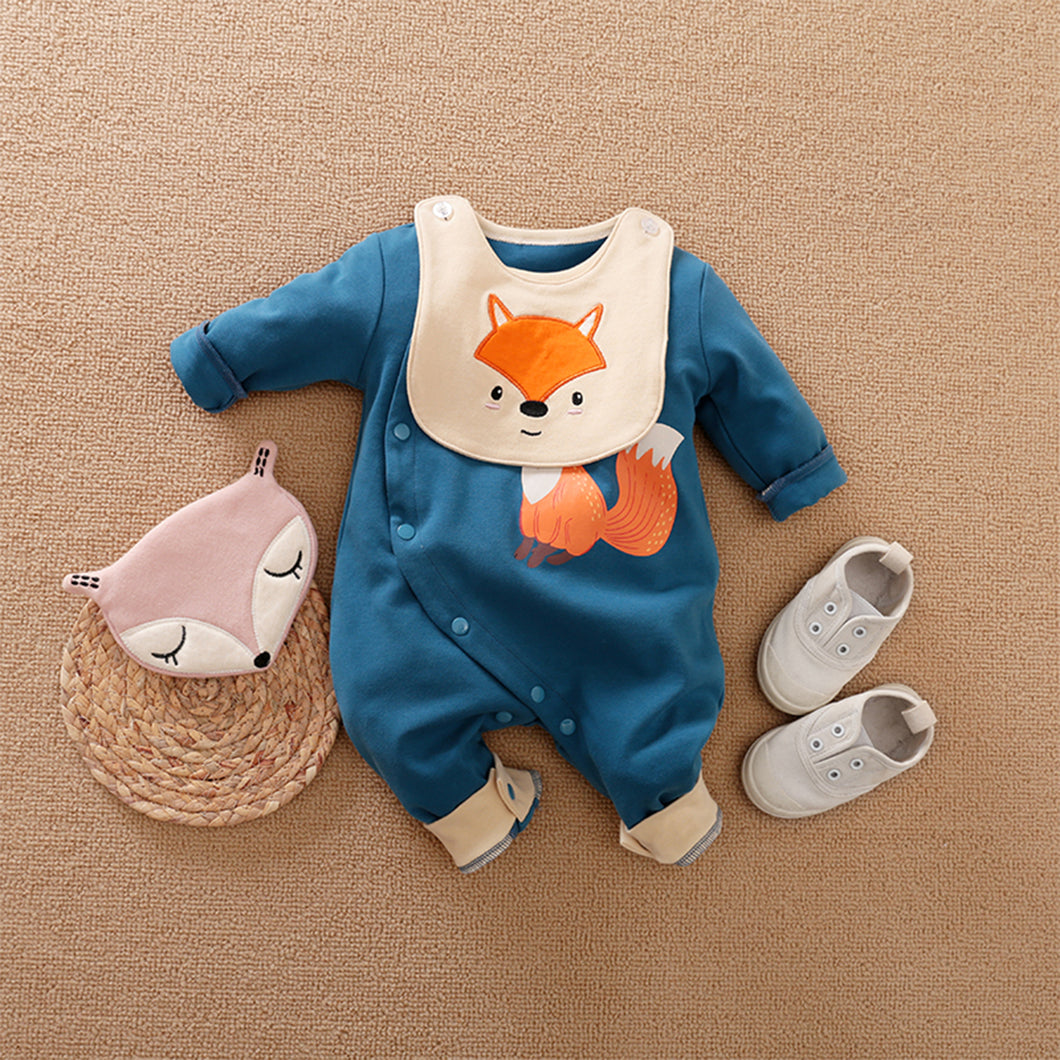 Baby & Toddler Sleepwear - (Fox Long Sleeve Romper with Bib) - Baby Mogma