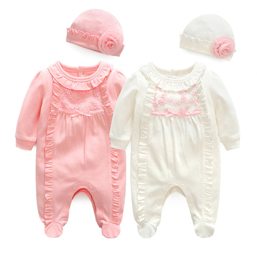 Baby & Toddler Sleepwear - (Long Sleeve Baby Girls' Rompers With Hat) - Baby Mogma