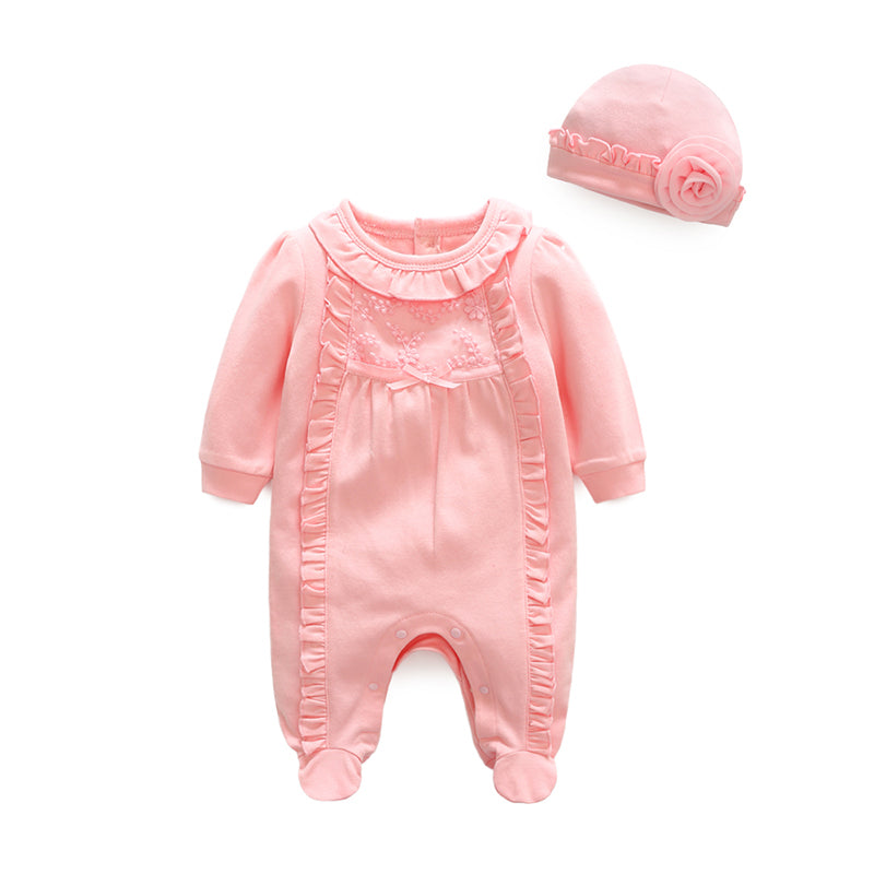 Baby & Toddler Sleepwear - (Long Sleeve Baby Girls' Rompers With Hat) - Baby Mogma