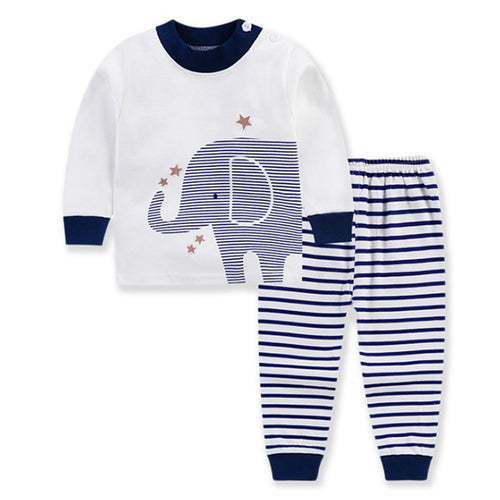 Baby & Toddler Sleepwear - (2 Pieces Stripe Elephant) - Baby Mogma